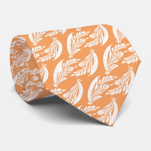 Oranje Bladig Abstract Trouwen Stropdas (Opgerold)