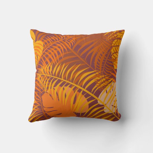 Oranje bladpatroon kussen (Achterkant)