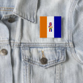 Oranje-blanje-blou Vierkante Button 5,1 Cm (In situ)