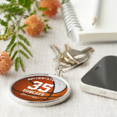 oranje blanke basketbalmeisje jersey number sleutelhanger (Zijkant)