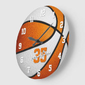 oranje blanke jongens basketbal gepersonaliseerd grote klok (Hoek)