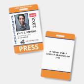 Oranje Blau Foto & Logo Pers ID Badge (Voor- en achterkant)