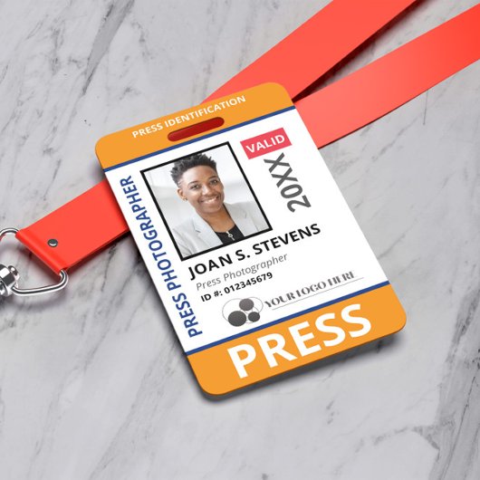 Oranje Blau Foto & Logo Pers ID Badge