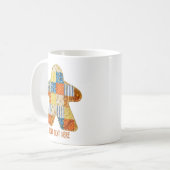 Oranje Blau Patchwork Dekent Meeple Bordspel Koffiemok (Voorkant links)