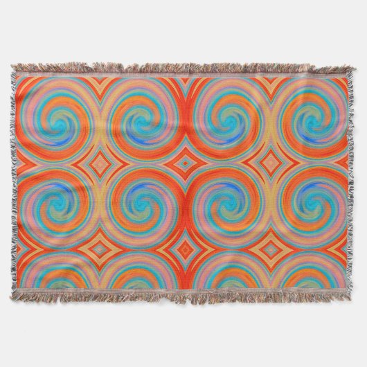 Oranje blauw Abstract zwempatroon Deken (Voorkant)