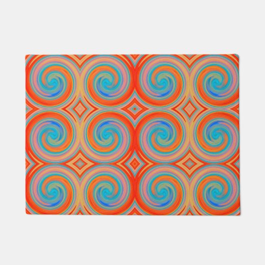 Oranje blauw Abstract zwempatroon Deurmat (Voorkant)