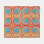 Oranje blauw Abstract zwempatroon Fleece Deken (Voorkant (Horizontaal))