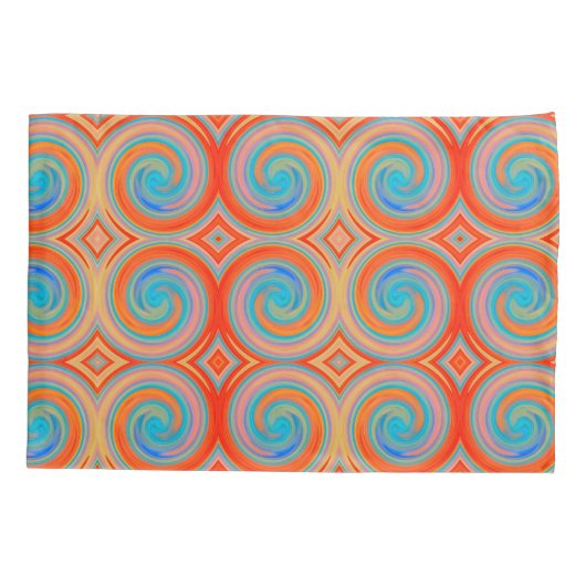 Oranje blauw Abstract zwempatroon Kussensloop (Achterkant)