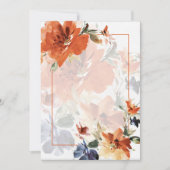 Oranje & blauw aquarel herfst bloemendecoratie tro kaart (Voorkant)