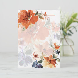 Oranje & blauw aquarel herfst bloemendecoratie tro kaart