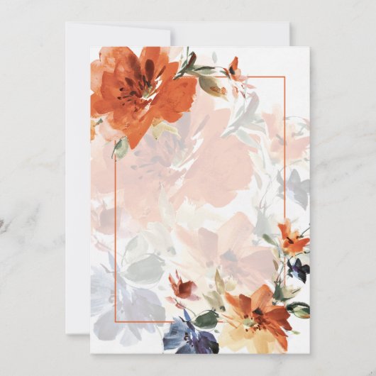 Oranje & blauw aquarel herfst bloemendecoratie voo kaart (Voorkant)