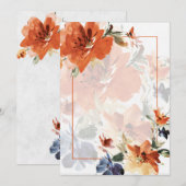 Oranje & blauw aquarel herfst bloemendecoratie voo kaart (Voorkant / Achterkant)