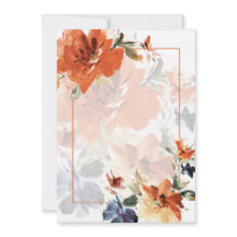 Oranje & blauw aquarel herfst bloemendesign voor t