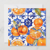 Oranje blauw azulejo Spaans thema verjaardag Kaart (Achterkant)