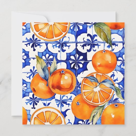 Oranje blauw azulejo Spaans thema verjaardag Kaart (Achterkant)