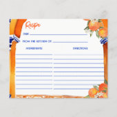 Oranje blauw azulejo talavera tegels receptkaart (Voorkant)