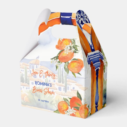 Oranje blauw azulejo talavera tegels vrijgezellenf bedankdoosjes (Voorkant Zijde)