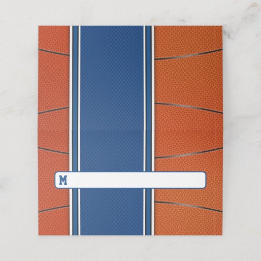 Oranje Blauw Basketbal Bar Mitzvah Plaatskaartje (Buitenkant ongevouwen)