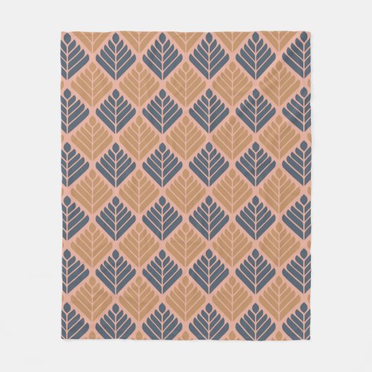 Oranje Blauw Blad-achtig Midden-Eeuw Modern Patroo Fleece Deken (Voorkant)