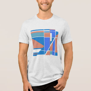 Oranje Blauw Blauwgroen Gebroken Witte Dozen Art A Tri-Blend Shirt