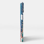 Oranje blauw Blauwgroen Glas in lood Abstractie iPhone Hoesje (Rechterkant)