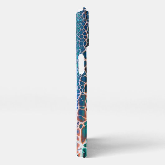 Oranje blauw Blauwgroen Glas in lood Abstractie iPhone Hoesje (Rechterkant)