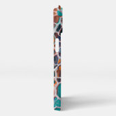 Oranje blauw Blauwgroen Glas in lood Abstractiepat iPhone Hoesje (Rechterkant)