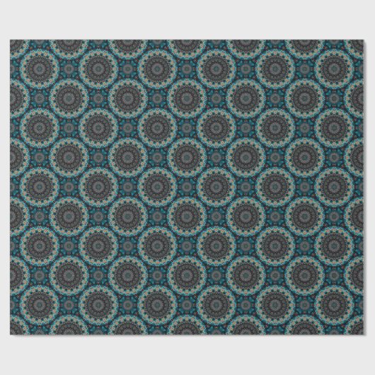 Oranje blauw Blauwgroen Mandala Boho Pattern Cadeaupapier (Vlak)