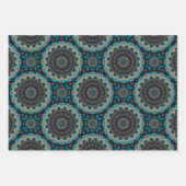 Oranje blauw Blauwgroen Mandala Boho Pattern Inpakpapier Vel (Voorkant 3)