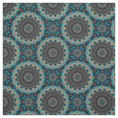 Oranje blauw Blauwgroen Mandala Boho Pattern Stof (Swatch)