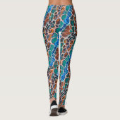 Oranje blauw Blauwgroen mozaïekGlas in lood Abstra Leggings (Achterkant)