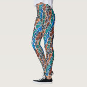 Oranje blauw Blauwgroen mozaïekGlas in lood Abstra Leggings (Links)
