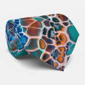 Oranje blauw Blauwgroen mozaïekGlas in lood Abstra Stropdas (Opgerold)