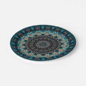 Oranje Blauw Blauwgroen Zwart Mandala Papieren Bordje (Gekanteld)