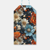 Oranje Blauw Bloemen Zwart Verjaardag Dank u Cadeaulabel (Achterkant)