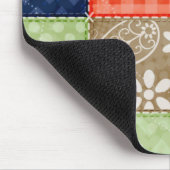 Oranje, blauw, bruin en grijs groen patchwork muismat (Hoek)