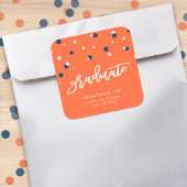Oranje blauw Confetti Afstuderen Afstuderen Vierkante Sticker