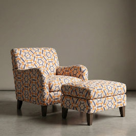 Oranje blauw Cream Geometric Mosaic Enic Patroon Stof