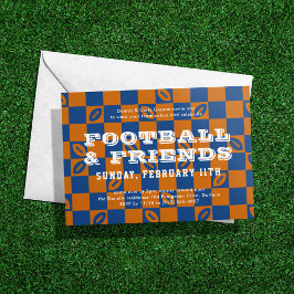 Oranje blauw dambord Football Game Watch Party Kaart