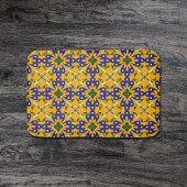 Oranje blauw en geel Spaans Tegel patroon Badmat