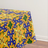 Oranje blauw en geel Spaans Tegel patroon Tafelkleed (Voorbeeld)