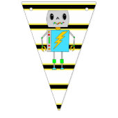 Oranje blauw en gele robot Birthday Gepersonalisee Vlaggetjes (Eerste vlag)