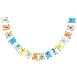 Oranje blauw en gele robot Birthday Gepersonalisee Vlaggetjes