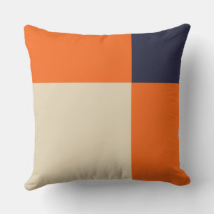 Oranje Blauw en Taupe Kussen
