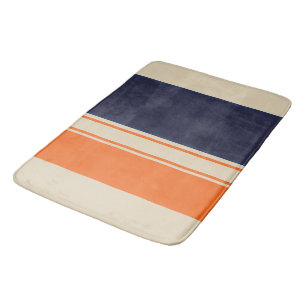 Oranje Blauw en Taupe Strepen Badmat