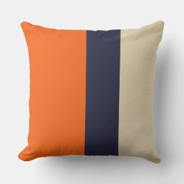 Oranje Blauw en Taupe Strepen Kussen