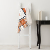 Oranje, blauw en wit Tartan Sherpa Deken (In situ)