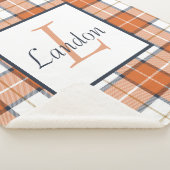 Oranje, blauw en wit Tartan Sherpa Deken (3/4)