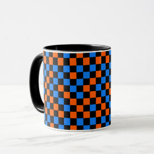 Oranje Blauw En Zwart Geruit Patroon Mok