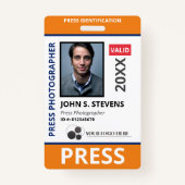 Oranje Blauw Foto & Logo Druk ID Badge (Voorkant)